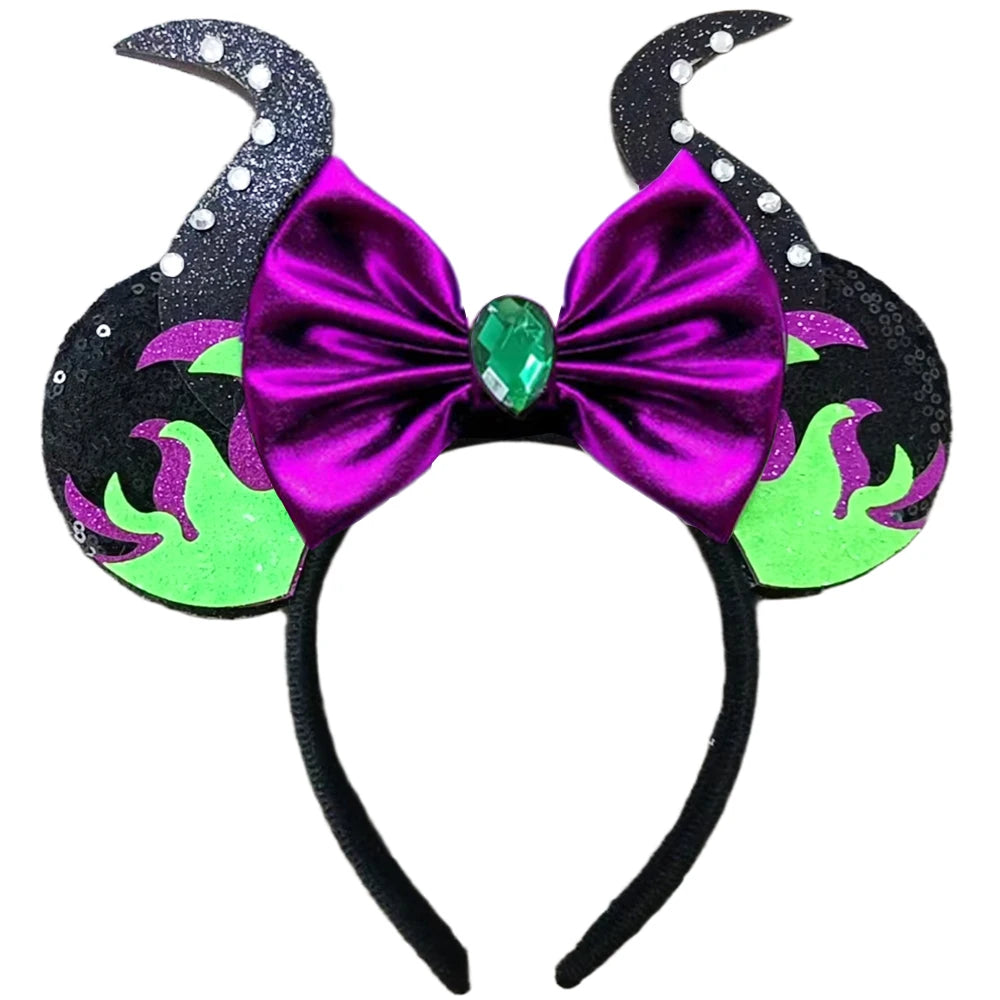 2025 New Style Mickey Minnie Ear Headband Sequin Bows Girl Adult Kids Halloween Party Cosplay Hair Accessories Princess Hairband