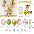 40 pieces new jungle retro animal balloons for kids birthday number 12345  party decoration set with digital columns Tiger Lion
