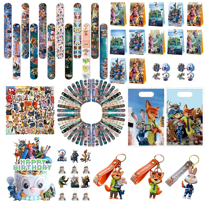 NEW Zootopia Party Favor Zootopia 2 Birthday Decoration Judy Nick Gary Party Supplies Zootropolis Coil Notebook Box Bag Card Kid
