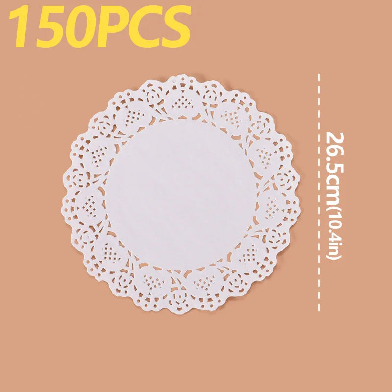 150Pcs Kitchen Fried Food Special Flower Bottom Paper Oil-absorbing Paper Baking Cake Pizza Snack Round Household Lace Paper Pad