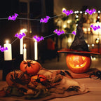 1pc 20/30 LED Halloween Bat Copper Wire String Light Battery Powered Purple Bat Fairy Lamp For Home Bedroom Festival Party Decor