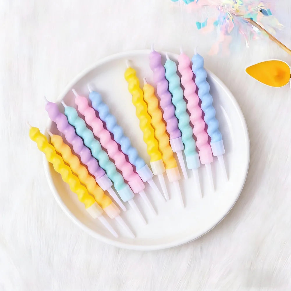 6/12/48pcs/1case Birthday Candles Spiral Cake Candles  Long Thin Cake Candles For Wedding Party And Cake Decoration