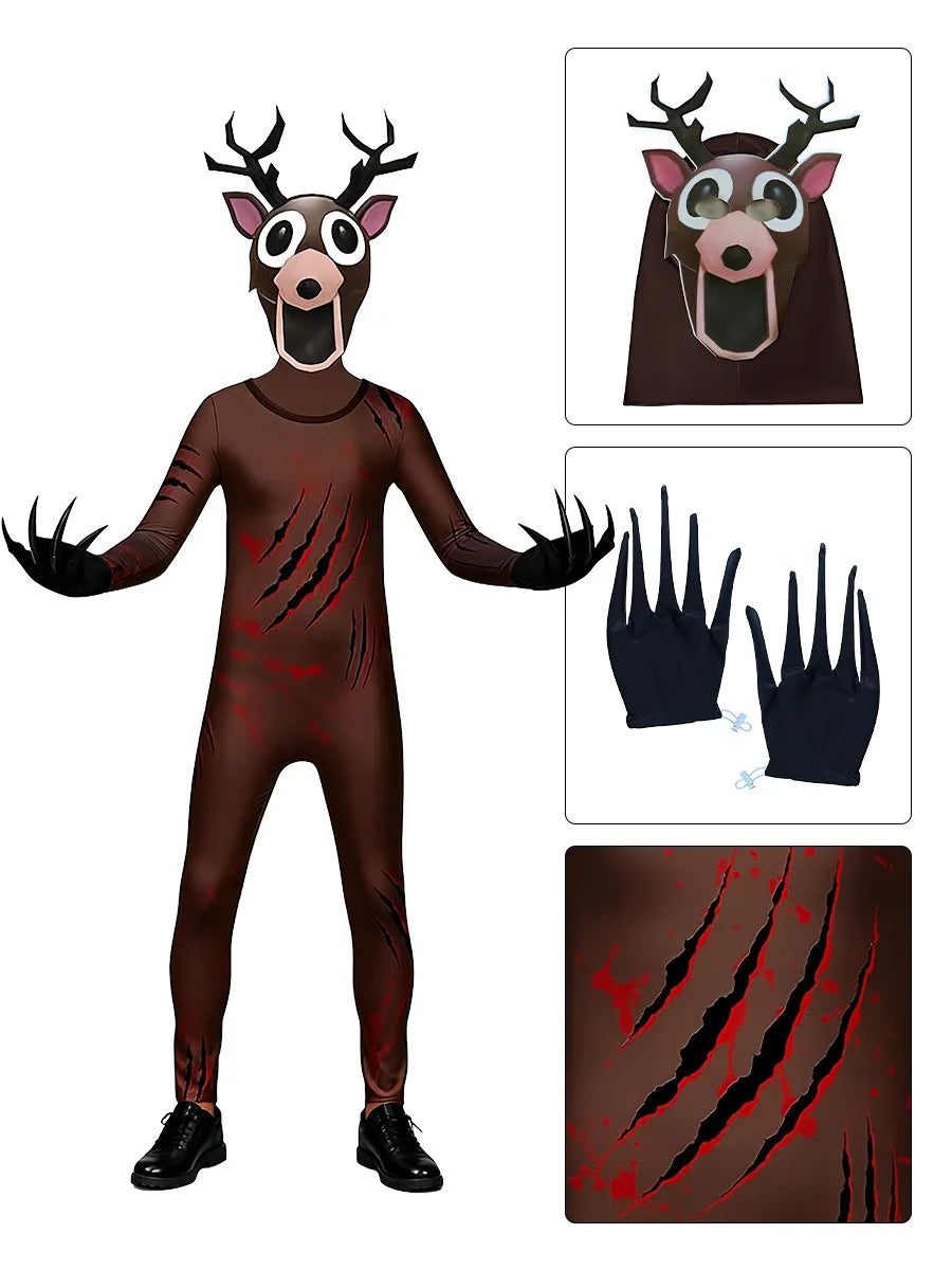99 Nights In The Forest Deer Costume Fnaf Horriable Halloween owl  party Costume for Adult Kid Nightmare Reindeer Christmas Gift