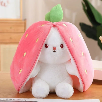Cute Strawberry Carrot Rabbit Plush Toy – Soft Cuddly Bunny Doll