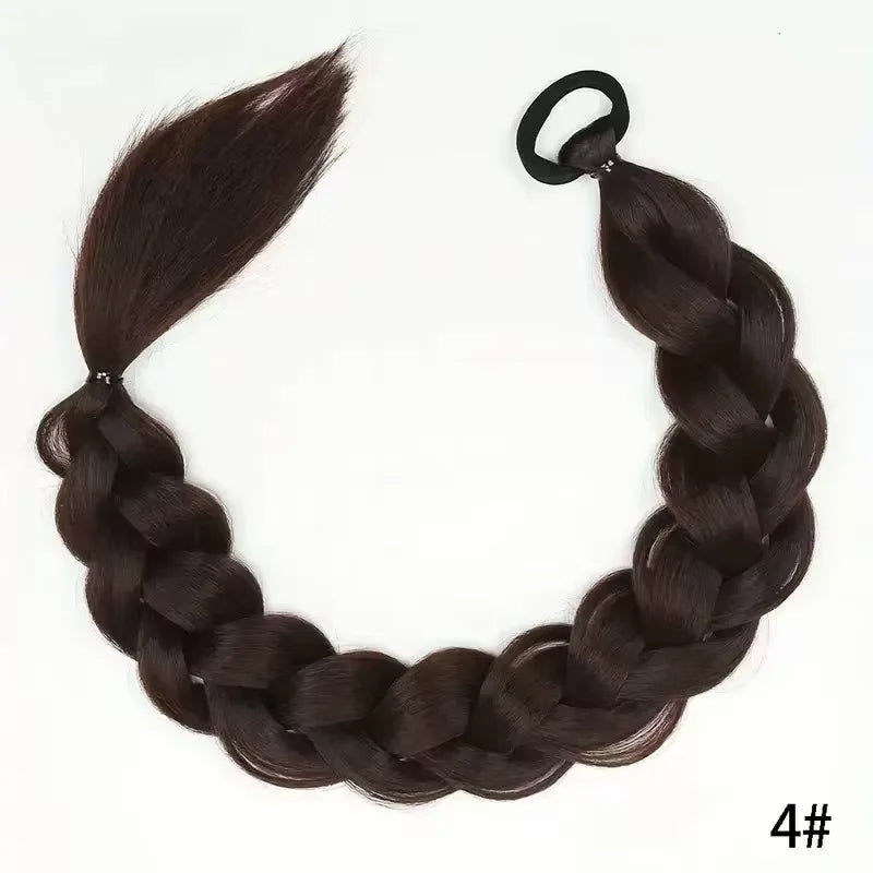 24 Inch Synthetic Long Braided Ponytail Hair Extensions for Women With Elastic Band  Hair Accessories