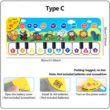 Kids Piano Mat Floor Keyboard Dance Mat Musical Toy for Toddlers