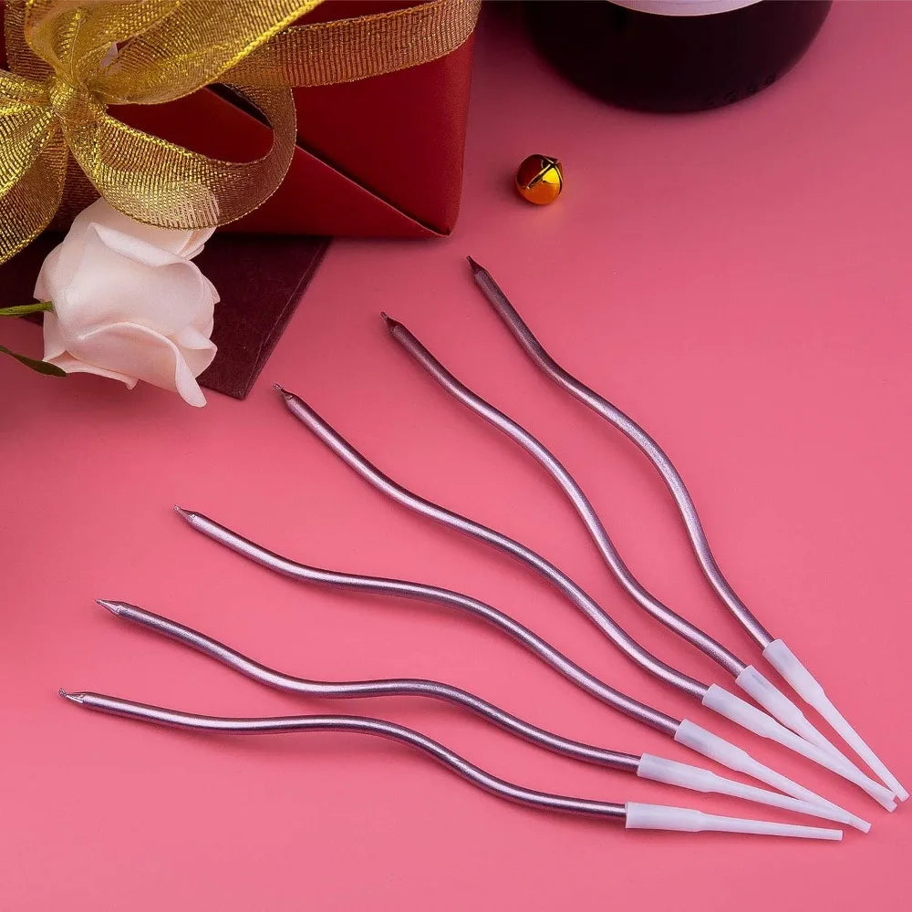 6/12/48pcs/1case Birthday Candles Spiral Cake Candles  Long Thin Cake Candles For Wedding Party And Cake Decoration