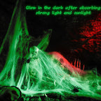 Halloween Glow in The Dark Spider Web, Halloween Decorations, Stretch Fake Spider Webs for Outdoor Indoor Courtyard Creepy Decor