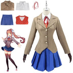 Anime Doki Doki Literature Club Monika Cosplay Costumes Sayori Yuri Natsuki Halloween Costumes for Women Dress Vestido Clothing