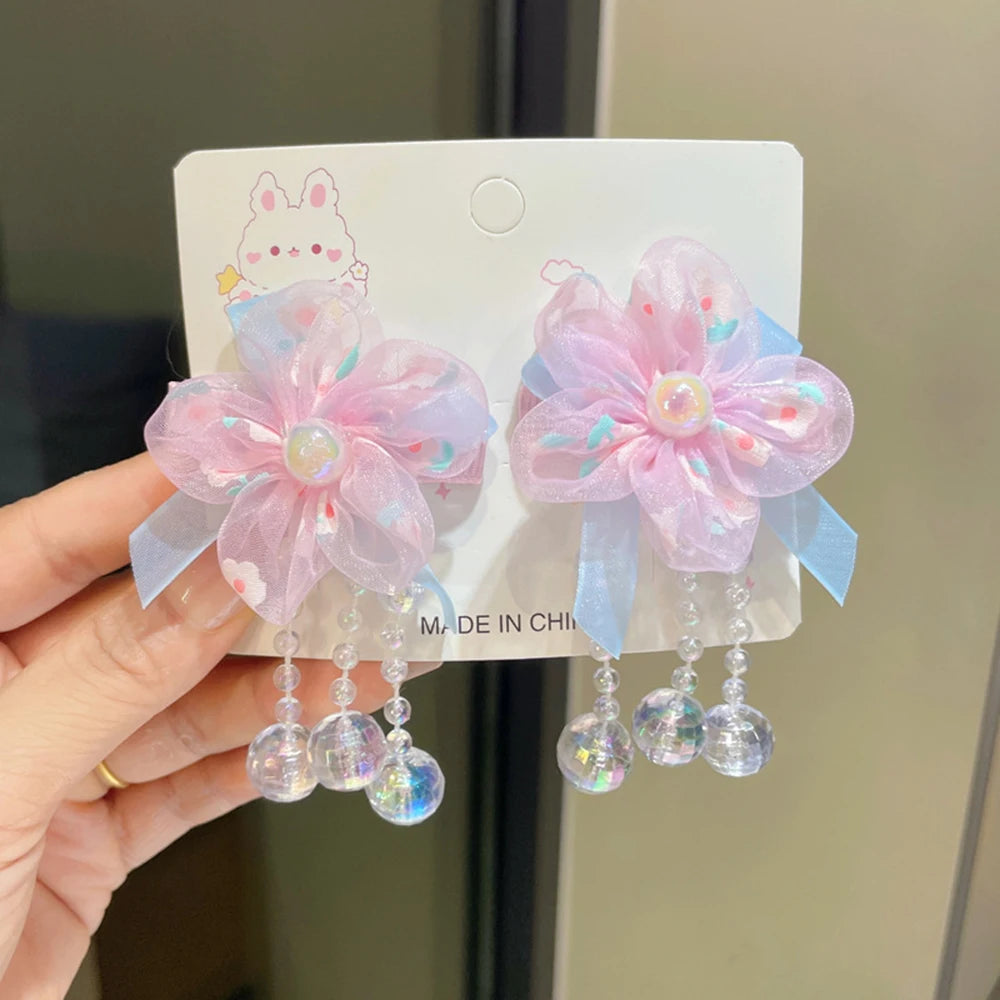 Children's Hanfu Headdress Flower Tassel Ancient Style Clip Hair Accessories Chinese Style Little Girl Tassel Girl Hairpin