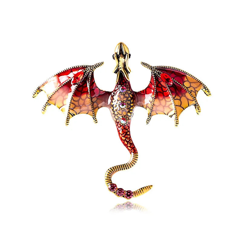 Fashion Enamel Dragon Brooches For Men Women Rhinestone Flying Dragon Clothes Suit Party Office Brooch Pins Jewelry Accessories