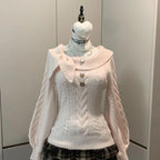Preppy Style Sweet Knitted Sweater 2000s Aesthetic Gyaru Chic Korean Y2k Jumper Sweater Long Sleeve Coquette Knitwears