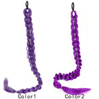 32" Extra-Long Synthetic Purple Braided Wig | Shimmering Metallic | Kids Christmas Costume Hairpiece - Rumi Collection