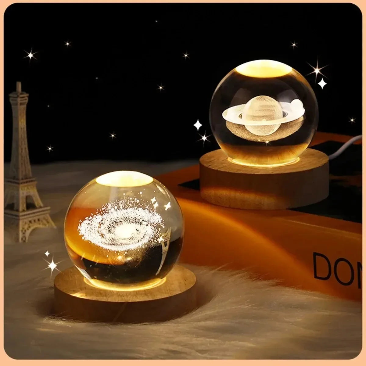 GGbingo 6cm Crystal Ball Decoration Astronomy Solar System Planets Moon Astronaut LED Balls Home Snow Glass Globe Decorations