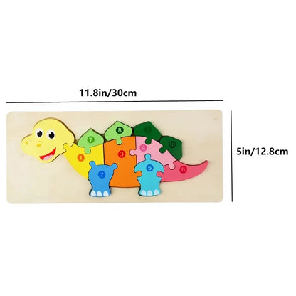 Wooden Puzzles for Kids Number, Dinosaur & Animal Jigsaw Toy