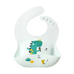 Waterproof Bibs For Kids Feeding Baby Eating Stuff Soft Silicone Babeast Cartoon Printed Adjustable Baby Tasting Feeding Bibs