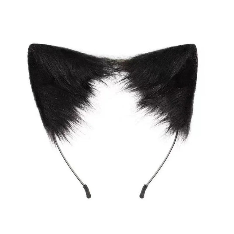 FluffyAnime Animal Fur Fox Tail Cat Paws Gloves and Ears Headwear Face Mask Cosplay Costume  Set Halloween Party Accessorie