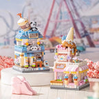 Mini ABS Self-Locking Bricks Street View Blocks Panda Coffee Ice Cream Flower Shop DIY Toy for Kids Girls Birthday Gift