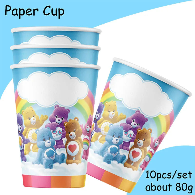 Care Bear Party Supplies Disposable Plate  Napkin Tablecloth Cake Topper Gifts Bag Kids for Birthday Party Decorations Set Gifts