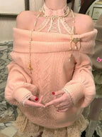 Preppy Style Sweet Knitted Sweater 2000s Aesthetic Gyaru Chic Korean Y2k Jumper Sweater Long Sleeve Coquette Knitwears