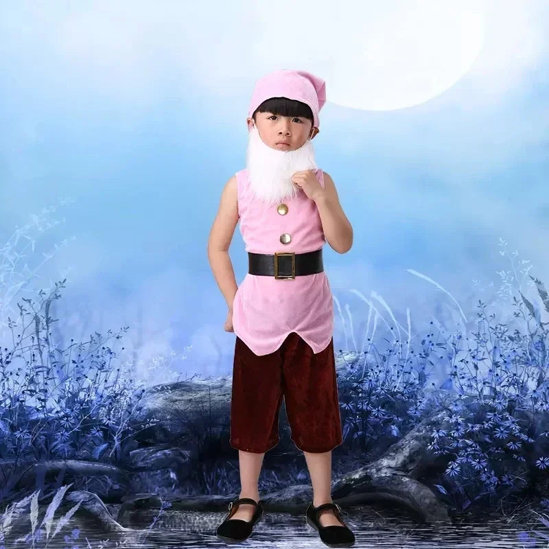 Children Snow White Seven Dwarfs Costume Children Christmas Halloween Short Sleeves Costumes Kids Cosplay Performance Costume