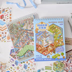 Mr Paper 49pcs/bag Business Town Series Mini 3D Miniature Scenography Sticker Book Visual Stacking Scene Stickers DIY Gift Decor