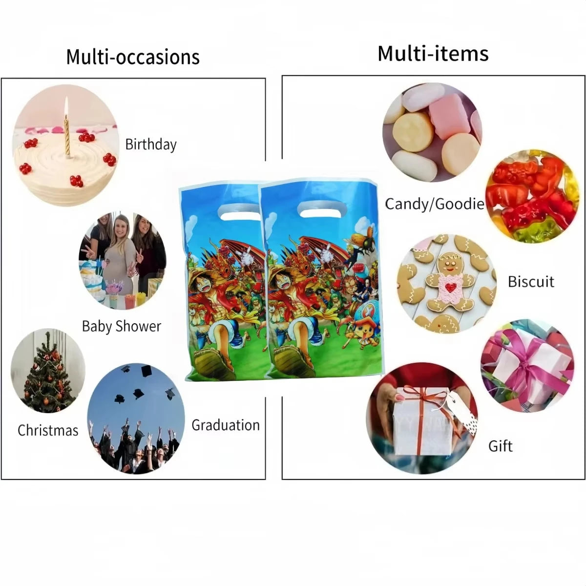One Piece Gifts Bags Birthday Party Decoration Goodie Bags Candy Bag Baby Shower Kids Gifts Boys Favors For Party Supplies