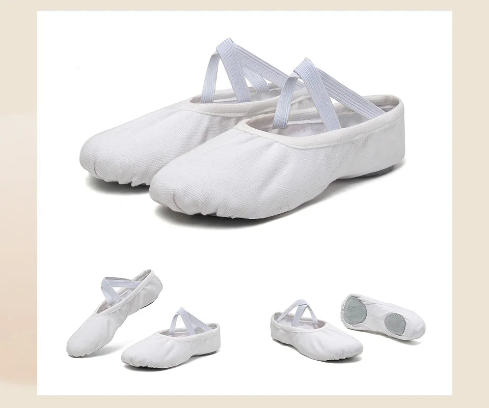 Canvas Ballet Shoes Split Sole Dance Slippers for Kids Adults