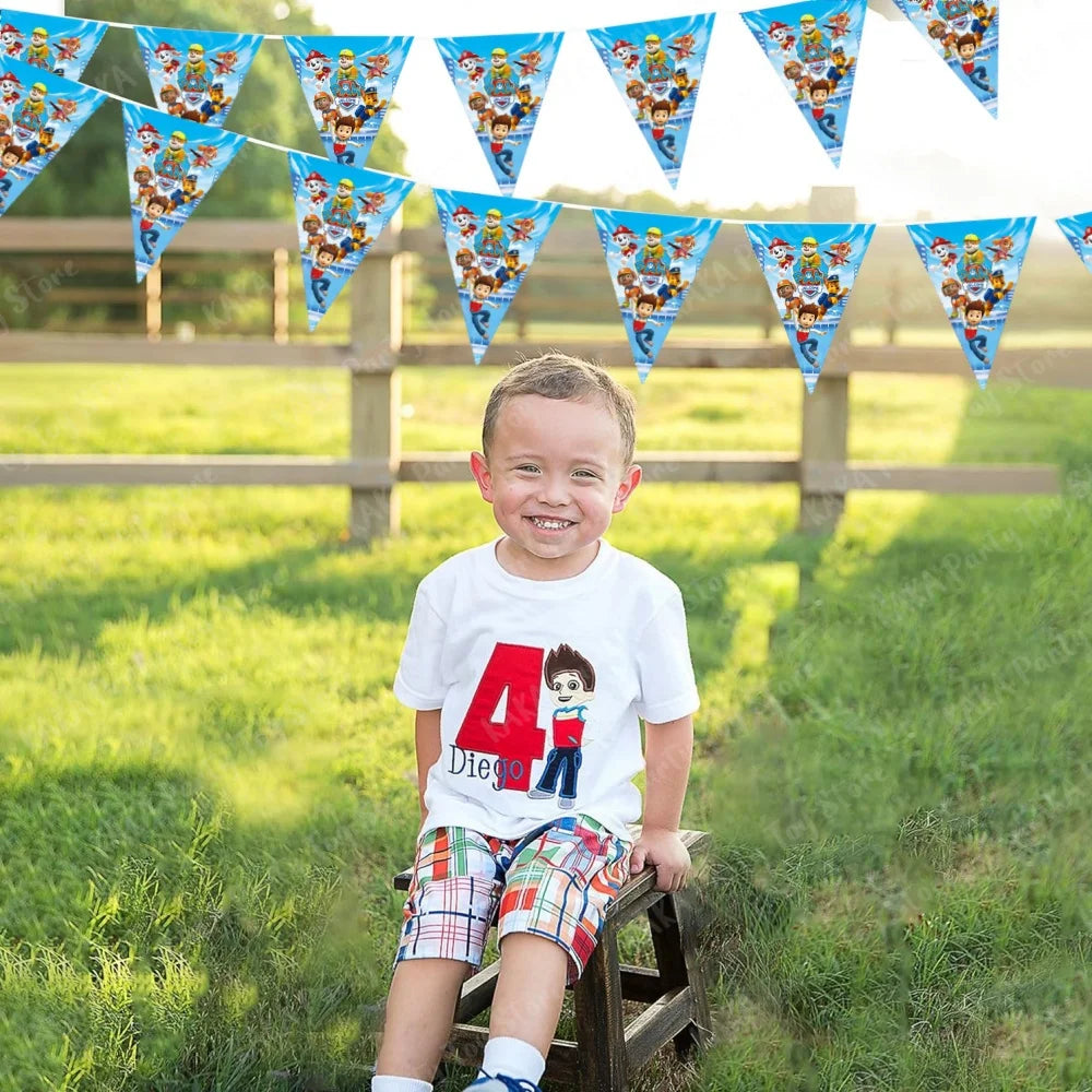 New Paw Patrol Banner Kids Birthday Bunting Pennant Baby Shower Wedding Garland Flag Party Outdoor Garden Decoration Supplies