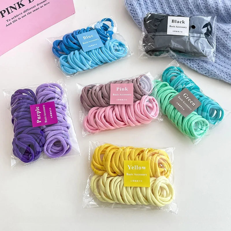 50/Set Colorful Elastic Hair Bands Children Girl Ponytail Holder Elastic Rubber Bands For Women Hair Accessories Headband