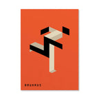 Abstract Orange Bauhaus Geometric Poster Pop Art Sunrise & Bicycle Wall Art Prints for Modern Living Room Dormitory Home Decor