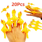 20pcs Novelty Sport Catapulted Ejection Chicken Toy Rubber Prank Flying Toy Slingshot Chicken Finger Toys Turkey Sticky