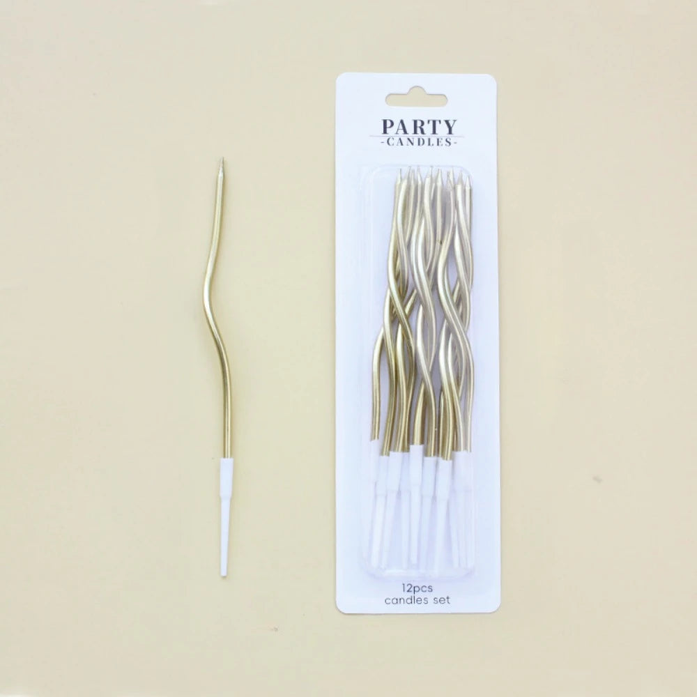 6/12/48pcs/1case Birthday Candles Spiral Cake Candles  Long Thin Cake Candles For Wedding Party And Cake Decoration