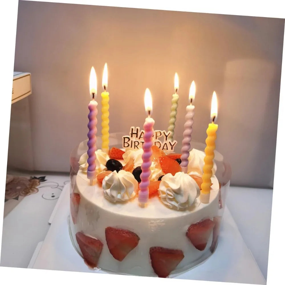 6/12/48pcs/1case Birthday Candles Spiral Cake Candles  Long Thin Cake Candles For Wedding Party And Cake Decoration
