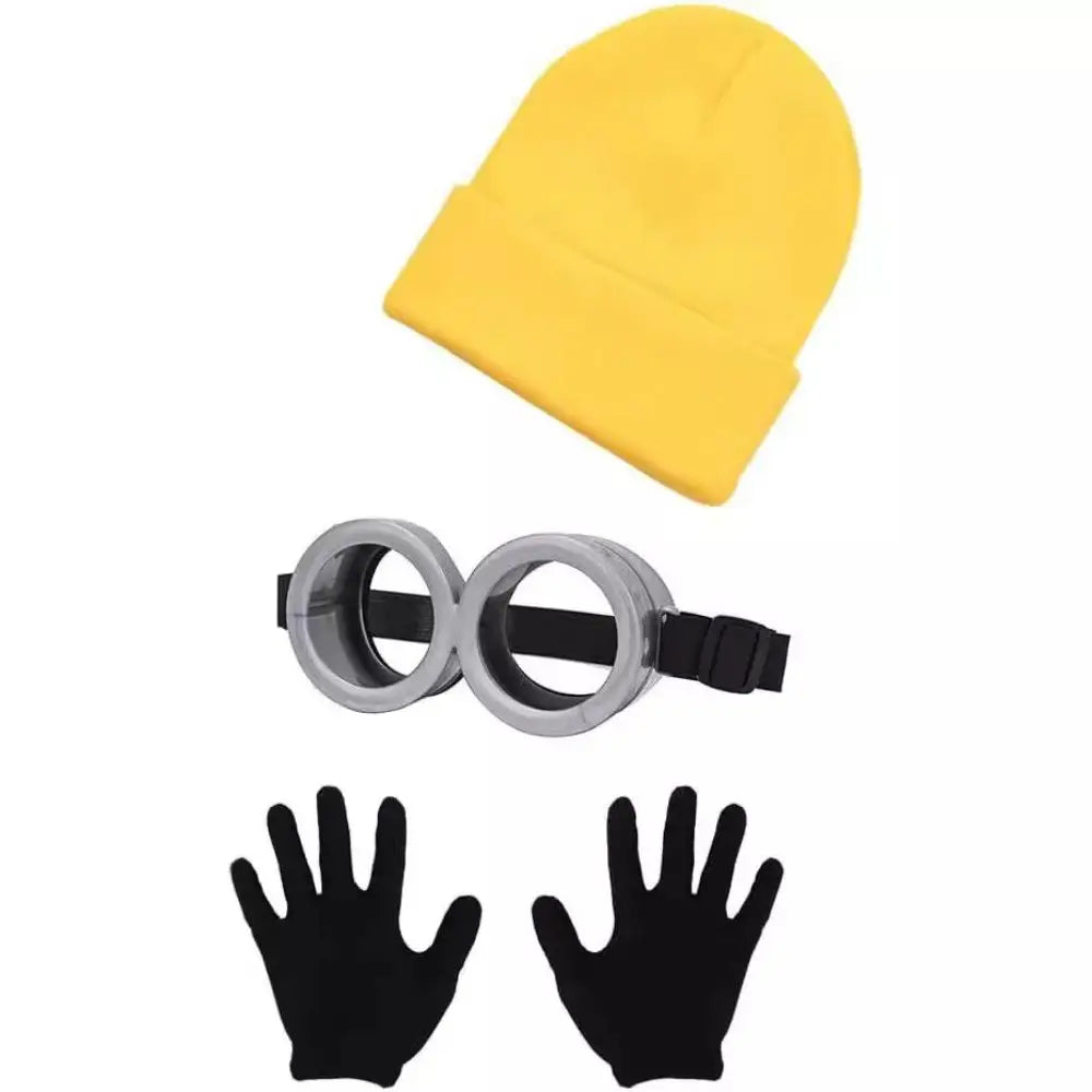Cartoon Cosplay Fantasy Costume Disguise for Adult Kids Yellow Beanie Stretchy Gloves Steampunk Goggles Halloween Party Costume