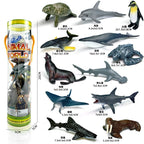 12pcs/set Updated Simulated Marine Animals Penguin Toy Model Realistic Sea Life Turtle Whale Toys For Children Christmas Gifts