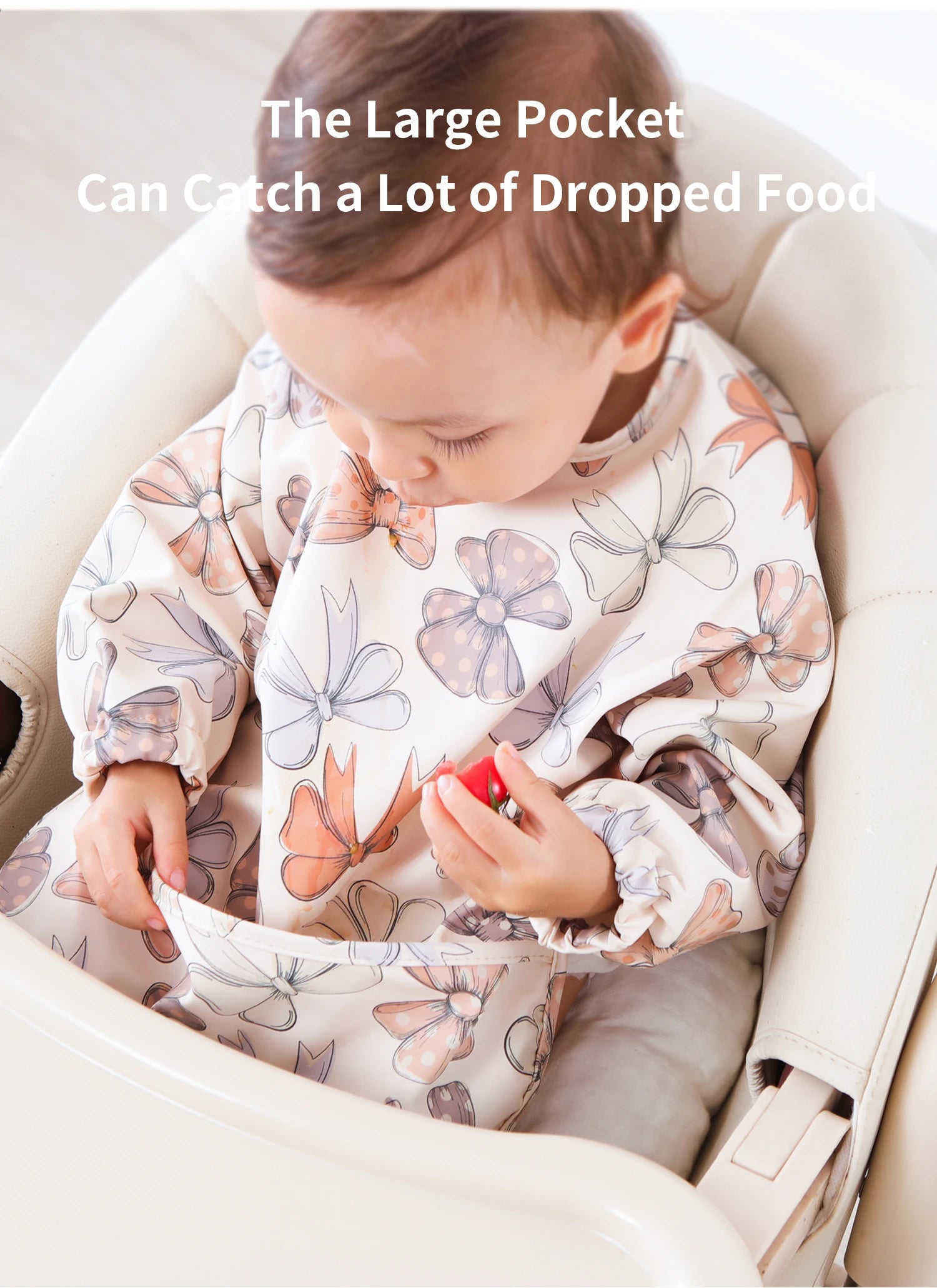 New Children Feeding Aprons Long Sleeve Baby Bib with Pocket Full Cover Baby Bibs with Pocket Waterproof Long Sleeve Bibs