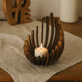 1Pc Hand-Assembled Lotus Candle Holder - Elegant Wooden Tea Light Centerpiece, Home Table Decor for Weddings, Christmas, Mot