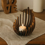 1Pc Hand-Assembled Lotus Candle Holder - Elegant Wooden Tea Light Centerpiece, Home Table Decor for Weddings, Christmas, Mot