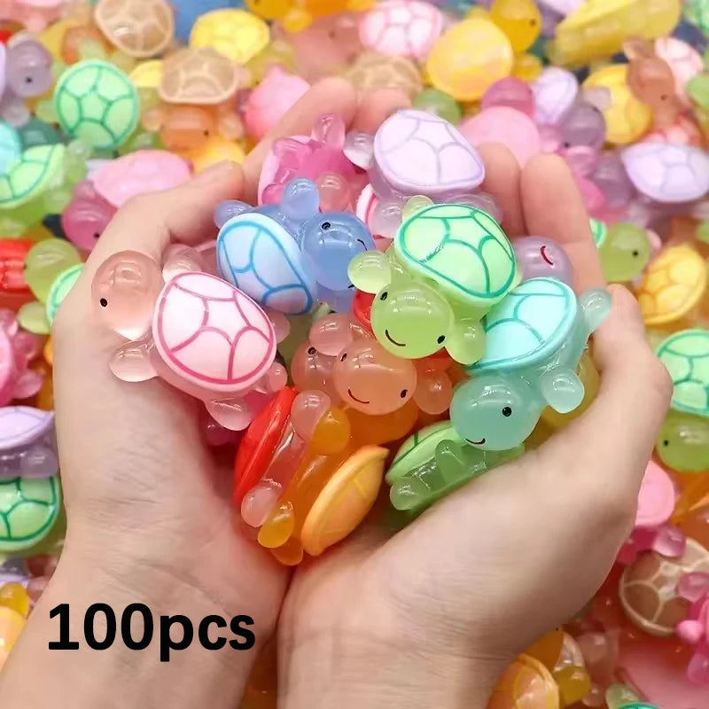 20/50/100pcs Cute Mini Luminous Turtle Ornaments Miniatures Turtle Micro Glowing in The Dark  Kids Toys Home Decoration Gift