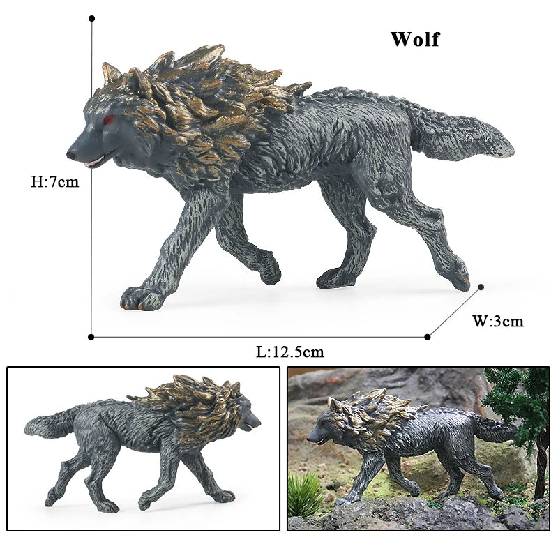 Oenux Wild Beast Animals Small Gray Wolf Maned Wolf Baby Wolves Simulation Model Action Figures Collection PVC Gift Kid Toy Gift