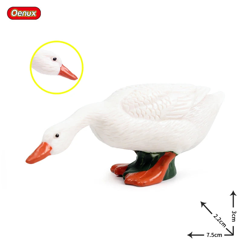 Oenux Poultry Model Simulation Goose Swan Gaggle Duck Flock Action Figures Farm Animals Figurine Miniature Education Kids Toy