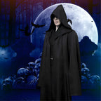 Masquerad Cloak Soft Unisex Hooded Black Robe Witch Long Cape Cosplay Costume Prop Party Performance Supplies Holiday Decoration