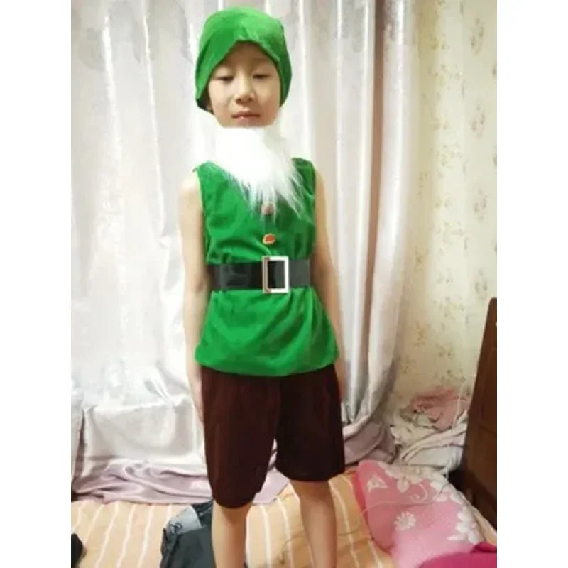 Children Snow White Seven Dwarfs Costume Children Christmas Halloween Short Sleeves Costumes Kids Cosplay Performance Costume
