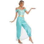 Festival Arabian Princess Costumes Indian Dance Embroider Bollywood Jasmines Costume Party Halloween Cosplay Jasmines Outfit