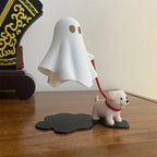 3D Printed Cute Ghost With Dog Figurine Statue Home Bedroom Desk Decoration Halloween