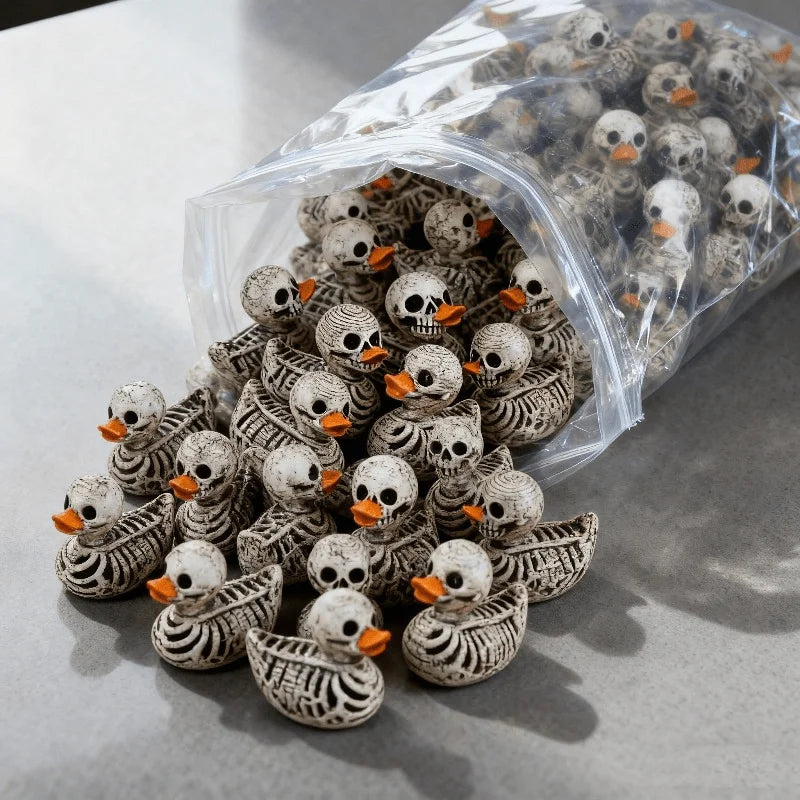 10/30pcs Cute Gothic Skeleton Duck -Plastic Figurine - Desk Decoration, Halloween Miniature Scene DIY Accessory