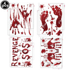 Halloween Wall Doors Windows Stickers Blood Handprint Footprint Skull Pattern Halloween Party Scene Decor Supplies Horror Props