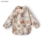 New Children Feeding Aprons Long Sleeve Baby Bib with Pocket Full Cover Baby Bibs with Pocket Waterproof Long Sleeve Bibs