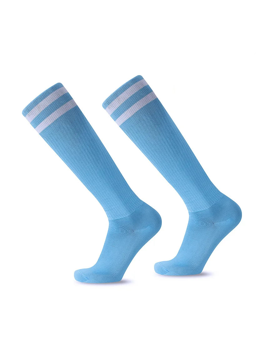 White Black Stripes Football Soccer Socks For Men Teenages Kids Boys Over the Calf Baseball Rugby Athletic Socks Women Girls